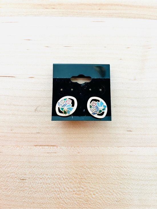 Cloisonne Jewelry - Vintage floral cloisonné enamel earrings